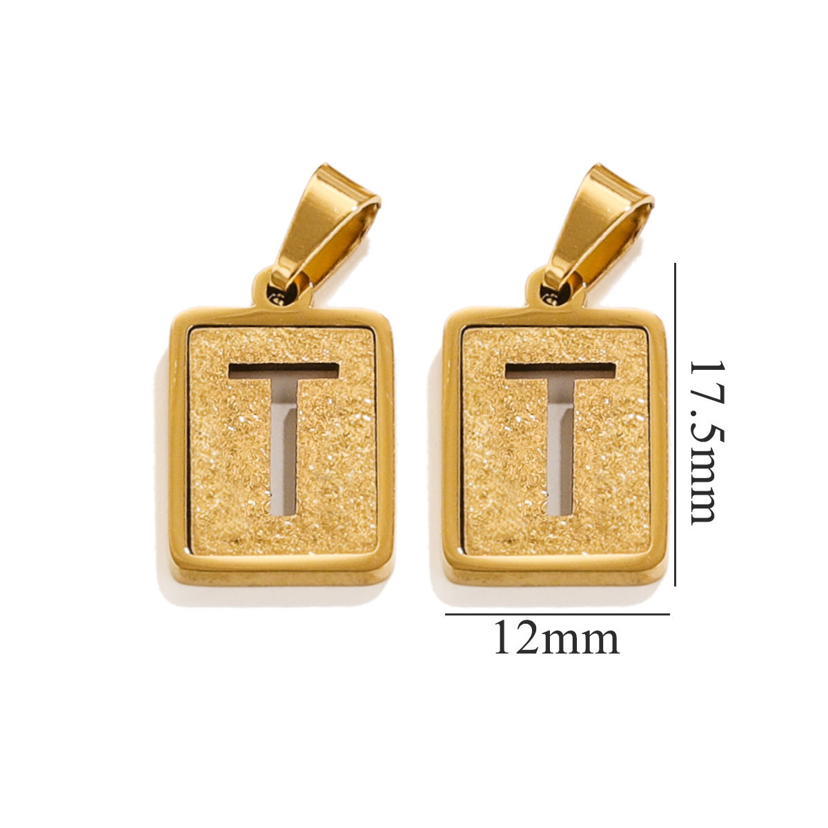 Gold color / 1 Piece Simple Fashionable Style Square Letter T Shape Titanium Steel  Gold Color Unisex Pendant Picture20